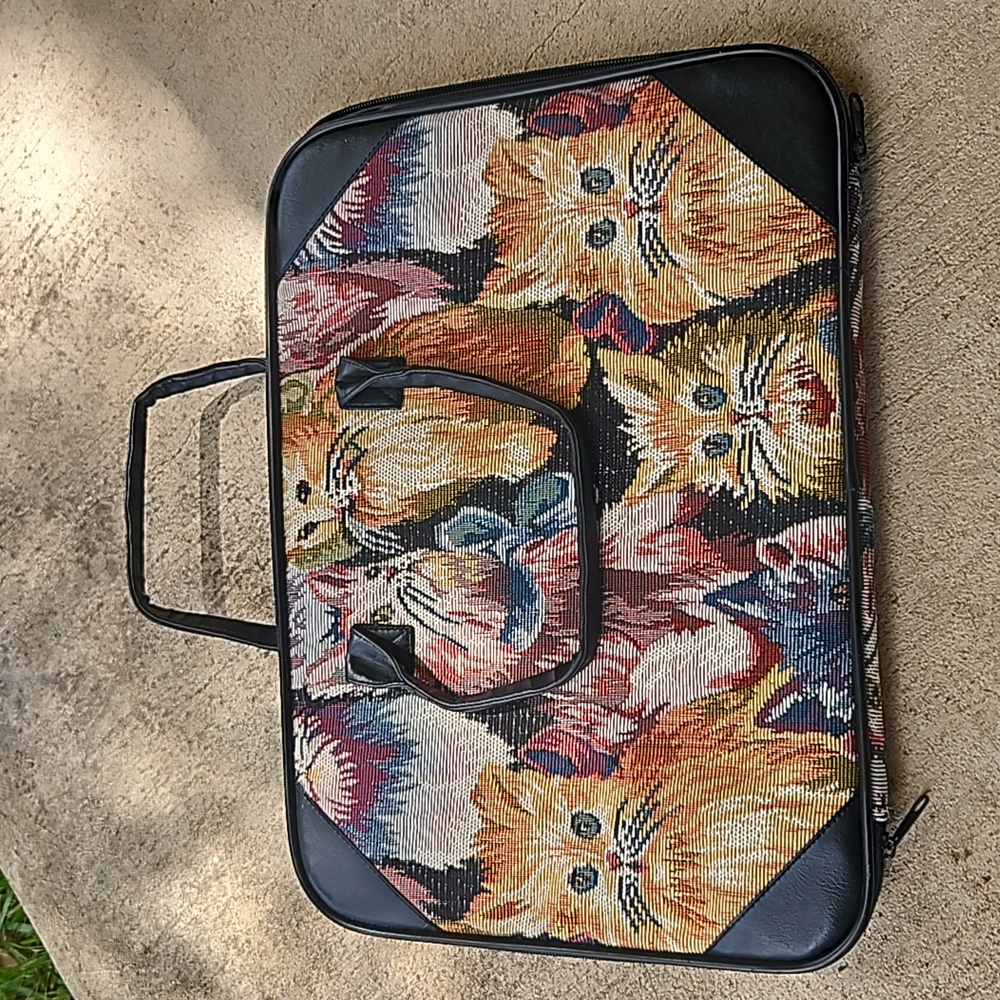 Vintage Tapestry Cat Laptop/ Briefcase Bag
